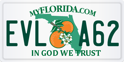 FL license plate EVLA62