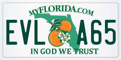 FL license plate EVLA65
