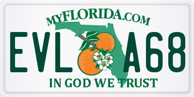 FL license plate EVLA68