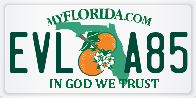 FL license plate EVLA85
