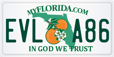 FL license plate EVLA86