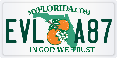 FL license plate EVLA87