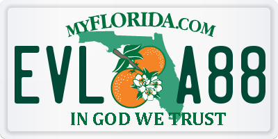 FL license plate EVLA88