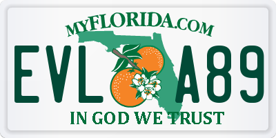 FL license plate EVLA89