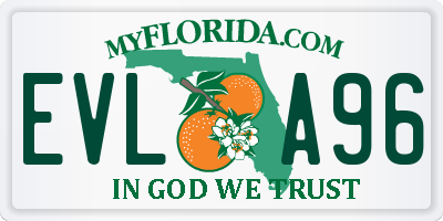 FL license plate EVLA96