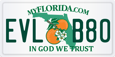 FL license plate EVLB80