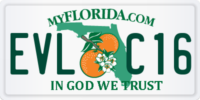 FL license plate EVLC16