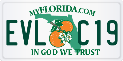 FL license plate EVLC19