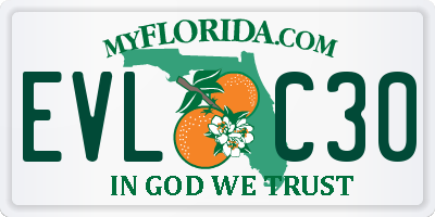 FL license plate EVLC30