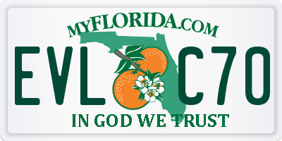 FL license plate EVLC70