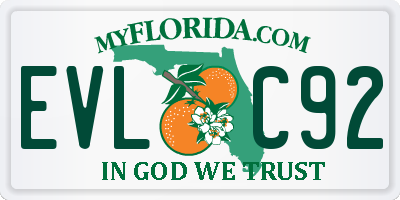FL license plate EVLC92