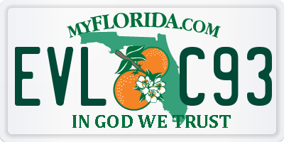 FL license plate EVLC93