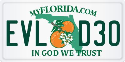 FL license plate EVLD30