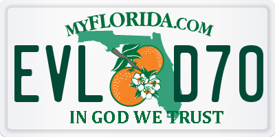 FL license plate EVLD70