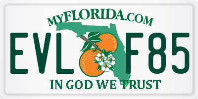 FL license plate EVLF85