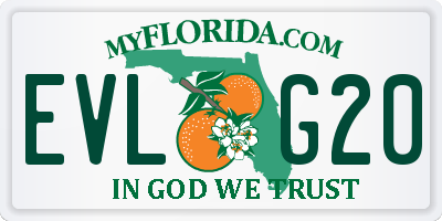 FL license plate EVLG20