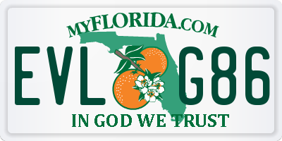 FL license plate EVLG86