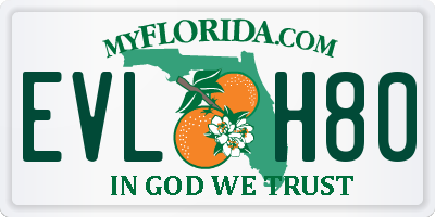 FL license plate EVLH80