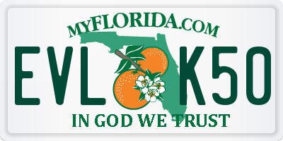 FL license plate EVLK50