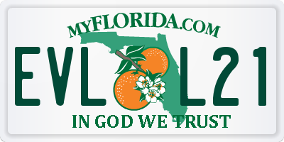 FL license plate EVLL21