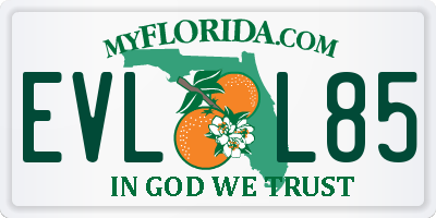 FL license plate EVLL85