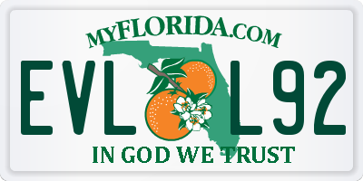 FL license plate EVLL92