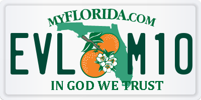FL license plate EVLM10
