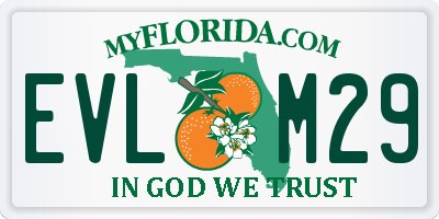 FL license plate EVLM29