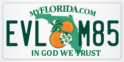 FL license plate EVLM85