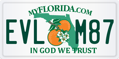 FL license plate EVLM87