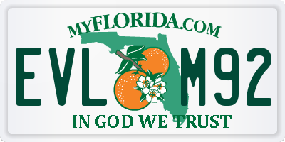 FL license plate EVLM92