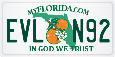 FL license plate EVLN92