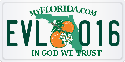 FL license plate EVLO16