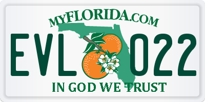 FL license plate EVLO22