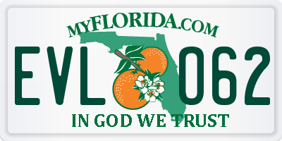 FL license plate EVLO62