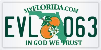 FL license plate EVLO63