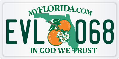 FL license plate EVLO68
