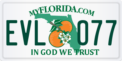 FL license plate EVLO77