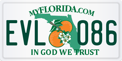 FL license plate EVLO86