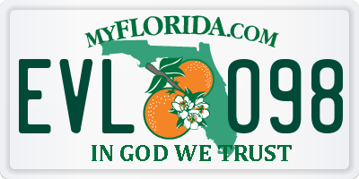 FL license plate EVLO98