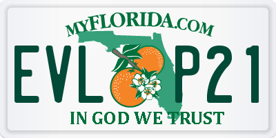 FL license plate EVLP21