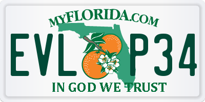 FL license plate EVLP34