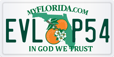 FL license plate EVLP54
