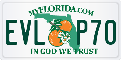 FL license plate EVLP70