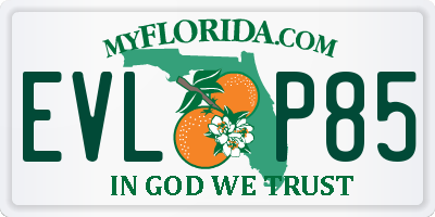 FL license plate EVLP85
