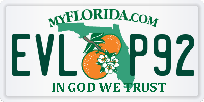 FL license plate EVLP92