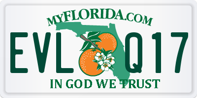 FL license plate EVLQ17