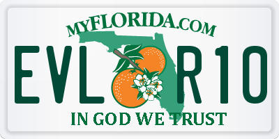 FL license plate EVLR10