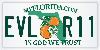 FL license plate EVLR11