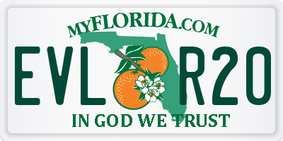 FL license plate EVLR20